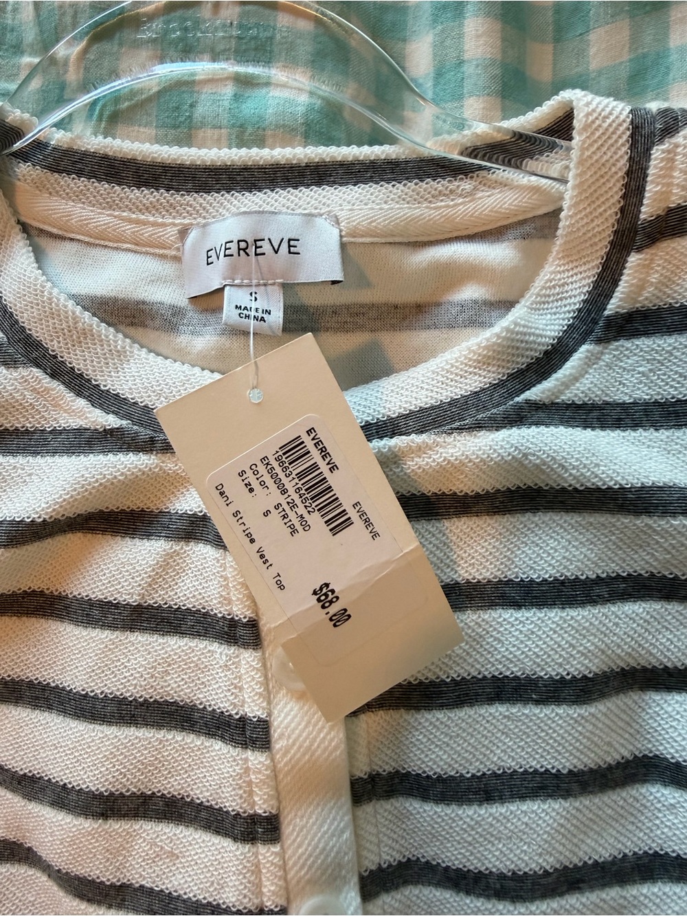 Evereve Cream & Black Striped Sleeveless Button-Front Top - Picture 3 of 4